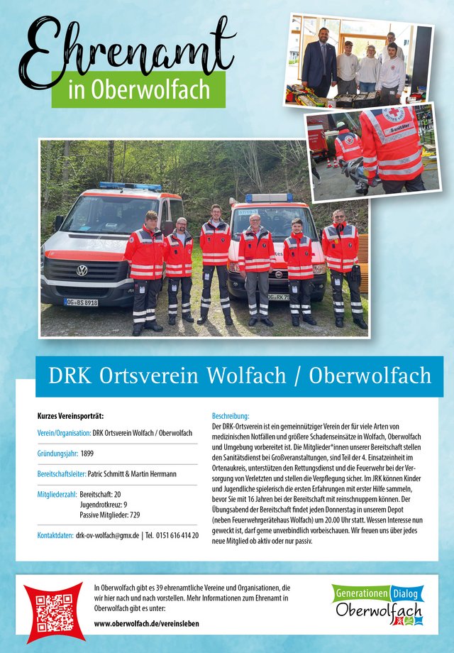 Vereinsporträt DRK Ortsverein Wolfach / Oberwolfach