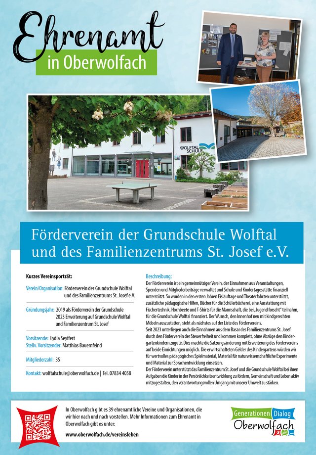 Vereinsporträt Förderverein der Grundschule Wolftal und des Familienzentrums St. Josef e.V.