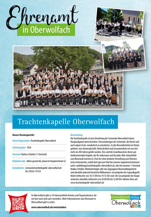 Vereinsporträt Trachtenkapelle Oberwolfach